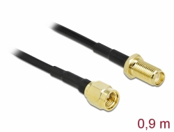90447 Delock Anténní kabel SMA samec na SMA samice LMR/CFD100 0,9 m low loss