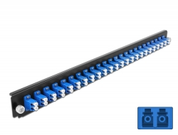 43357 Delock Přední panel spojovací krabice rozměru 19″ na 24 vývodů, LC Duplex, modrý