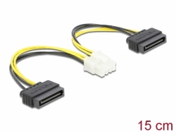 83020 Delock Napájecí kabel ze zástrčkového konektoru SATA 2x 15 pinů na osmipinový zástrčkový konektor EPS, 15 cm