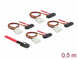 83059 Delock Câble mini SAS SFF-8087 > 4 x SAS SFF-8482 + alimentation 0,5 m