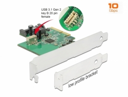 89801 Delock PCI Express Karta > 1 x interní USB 3.1 Gen 2 key B 20 pin samice
