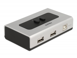 87760 Delock Comutator USB 2.0 cu 1 x Tip-B mamă la 2 x Tip-A mamă, manual, bidirecțional