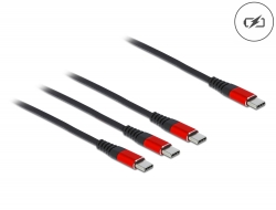 86713 Delock USB kabel za punjenje 3-u-1 USB Type-C™ na 3 x USB Type-C™ 1 m crni / crvena