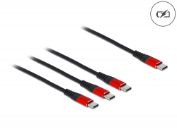 86712 Delock USB-laddningskabel 3-i-1 USB Type-C™ till 3 x USB Type-C™ 30 cm svart / röd