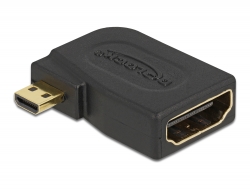 65352 Delock Adapter High Speed HDMI with Ethernet - micro D male > A female angled sideways