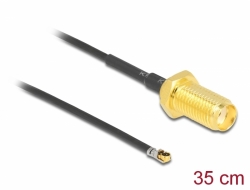 12664 Delock Antenski kabel SMA ženski masivne glave na I-PEX Inc., MHF® 4L LK muški 1.37 35 cm navoj duljine 10 mm