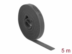 18390 Delock Hook-and-loop tape on roll L 5 m x W 15 mm grey