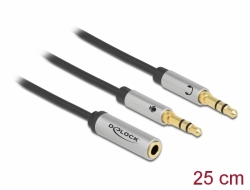 66740 Delock Headset adapter 1 x 3,5 mm-es 4-tűs anya sztereo jack - 2 x 3,5 mm-es, 3-tűs apa sztereo jack (CTIA)