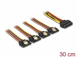 60157 Delock Kabel SATA 15 Pin Strom Stecker mit Einrastfunktion > SATA 15 Pin Strom Buchse 4 x gerade 30 cm