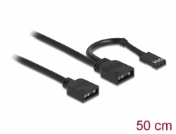 86001 Delock RGB spojni kabel 3 zatični za 5 V RGB / ARGB LED osvjetljenje s 2 x 3 zatičnim ženskim 50 cm