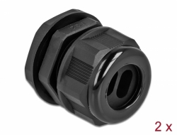 60393 Delock Cable Gland PG21 for flat cable with two cable entries black 2 pieces