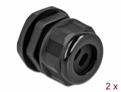 60391 Delock Cable Gland PG21 for flat cable with two cable entries black 2 pieces