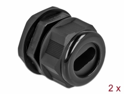 60389 Delock Cable Gland PG29 for flat cable black 2 pieces