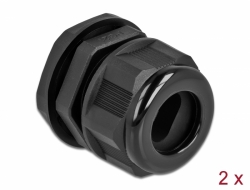 60387 Delock Cable Gland PG21 for flat cable black 2 pieces