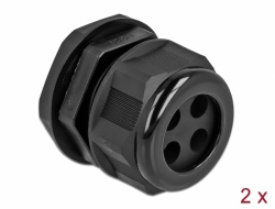 60383 Delock Cable Gland PG29 for round cable with four cable entries black 2 pieces