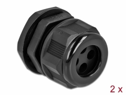 60381 Delock Cable Gland PG21 for round cable with four cable entries black 2 pieces