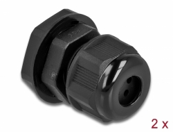 60379 Delock Cable Gland PG9 for round cable with four cable entries black 2 pieces