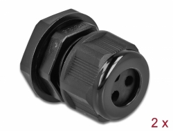 60375 Delock Cable Gland PG13.5 for round cable with three cable entries black 2 pieces