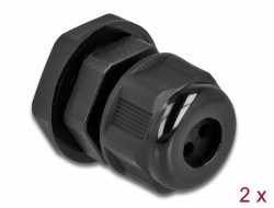 60373 Delock Cable Gland PG9 for round cable with three cable entries black 2 pieces