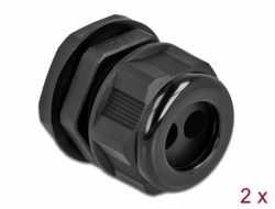 60371 Delock Cable Gland PG21 for round cable with two cable entries black 2 pieces
