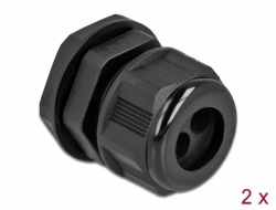 60369 Delock Cable Gland PG16 for round cable with two cable entries black 2 pieces