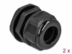 60367 Delock Cable Gland PG21 for round cable black 2 pieces