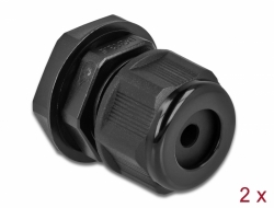 60363 Delock Cable Gland PG13.5 for round cable black 2 pieces