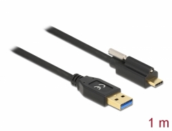 83717 Delock SuperSpeed USB 10 Gbps (USB 3.2 Gen 2) kabel Tip-A muški na USB Type-C™ muški sa vijkom na vrhu 1 m