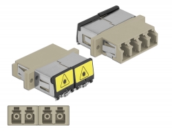 86904 Delock Accoppiatore in fibra ottica con protezione laser flip LC Quad femmina per LC Quad femmina multimodale beige