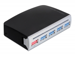61898 Delock Concentrador USB 3.0 de 4 puertos, 1 puerto de alimentación USB interno/externo