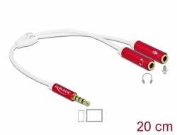 66519 Delock Adaptér sluchátek z 1 x 3,5 mm 4 pinového stereofonního zástrčkového konektoru na 2 x 3,5 mm 4 pinový stereofonní zásuvkový konektor textilním stíněním 20 cm
