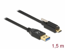 84028 Delock SuperSpeed USB (USB 3.2 Gen 2) kábel A-típusú apa csatlakozó - USB Type-C™ apa csatlakozó csavarral a tetején, 1,5 m