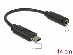 65842 Delock Adaptador de audio USB Type-C™ macho >  Jack estéreo hembra 14 cm