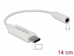 65925 Delock Αντάπτορας ήχου USB Τype-C™ προς στερεοφωνική θηλυκή υποδοχή 14 εκ. λευκό