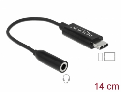 65926 Delock Αντάπτορας ήχου USB Τype-C™ προς στερεοφωνική θηλυκή υποδοχή 14 εκ. Μαύρο