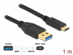 83870 Delock SuperSpeed USB 10 Gbps (USB 3.2 Gen 2) kábel A-típusú - USB Type-C™ csatlakozó végekkel 1 m