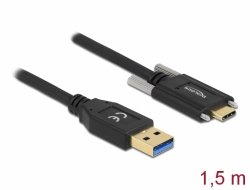 84017 Delock SuperSpeed USB (USB 3.2 Gen 2) Kabel Typ-A Stecker zu USB Type-C™ Stecker mit Schrauben seitlich 1,5 m