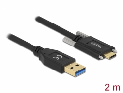 84019 Delock Καλώδιο SuperSpeed USB (USB 3.2 Gen 2) Τύπου-A αρσενικό προς αρσενικό μαύρο USB Type-C™ με βίδες στις 2 m