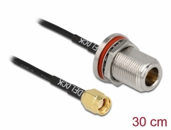 89059 Delock Antenna Cable RP-SMA plug to N jack RG-174 30 cm