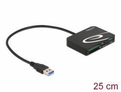 91756 Delock Lector de tarjetas para tarjetas de memoria XQD / SD / Micro SD + puerto USB Tipo-A