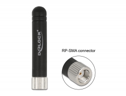 12714 Delock WLAN 802.11 b/g/n Antenna RP-SMA plug 1.7 - 3.7 dBi omnidirectional fixed with flexible material black 