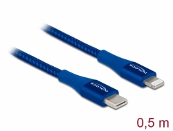 85415 Delock Adat- és töltőkábel USB Type-C™ - Lightning™ iPhone™, iPad™ és iPod™ készülékhez kék 0,5 m MFi