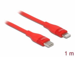 86634 Delock Adat- és töltőkábel USB Type-C™ - Lightning™ iPhone™, iPad™ és iPod™ készülékhez piros 1 m MFi