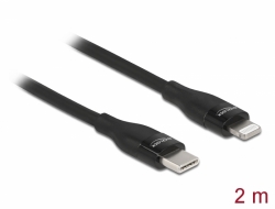 86638 Delock Cablu de date și încărcare USB Type-C™ la Lightning™ pentru iPhone™, iPad™ și iPod™ negru 2 m MFi