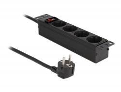 66817 Delock 10″ Power Socket 4-way with protective contact switch 1U black