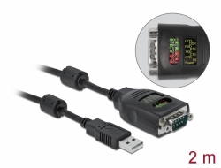 90497 Delock Adaptador USB Tipo-A a serial DB9 con 9 LED Probador de RS-232