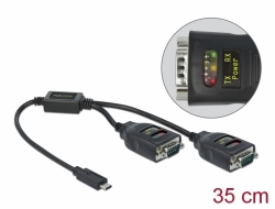 90494 Delock Adapter USB Type-C™ till 2 x Seriell RS-232 DB9 med 15 kV ESD-skydd