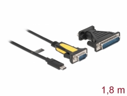 62905 Delock Adapter USB Type-C™ > 1 x złącze szeregowe DB9 RS-232 + adapter DB25