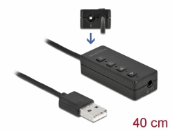 66731 Delock Adaptér sluchátek a mikrofonu s rozhraním USB a se stereo konektory 2 x 3,5 mm pro Windows a Mac OS 
