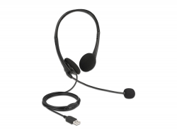 27179 Delock Stereofonní USB sluchátka s ovládáním hlasitosti pro PC a laptop